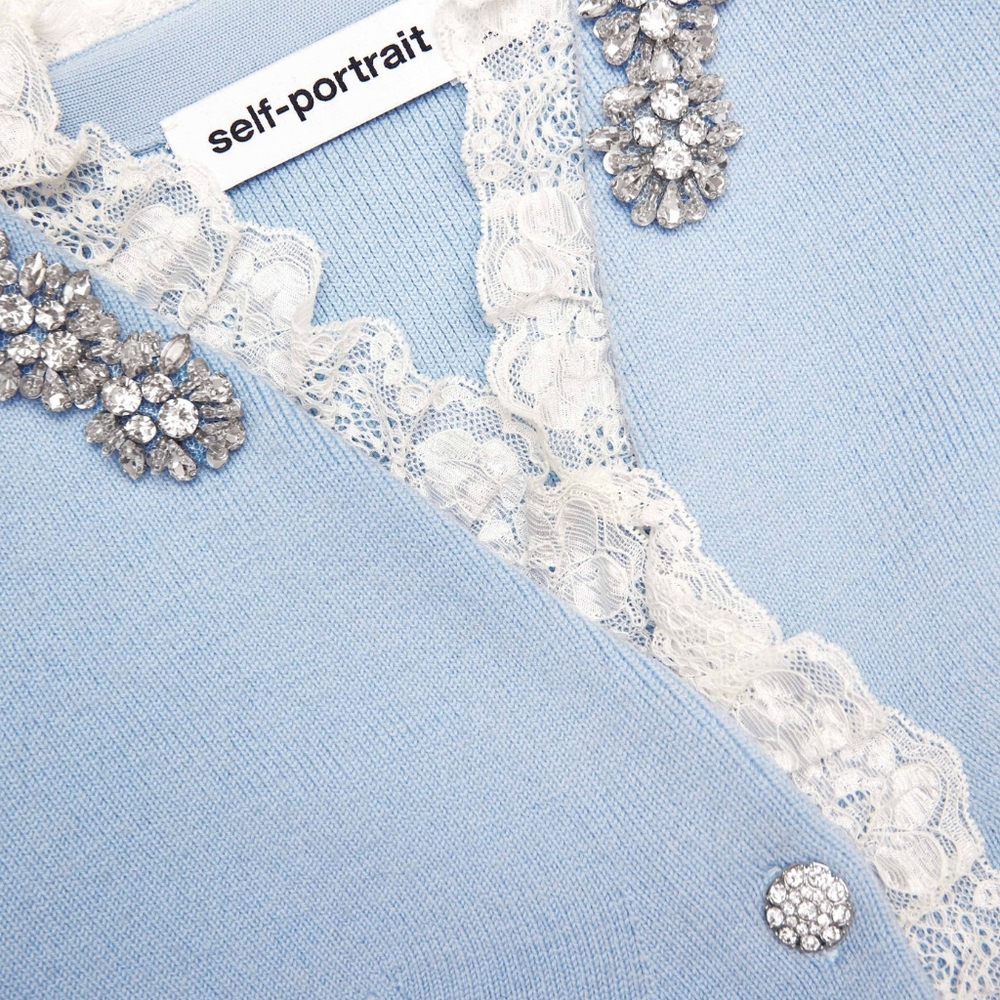 Self-portrait Blue Crystal Trim Cardigan - Picture 5 of 11